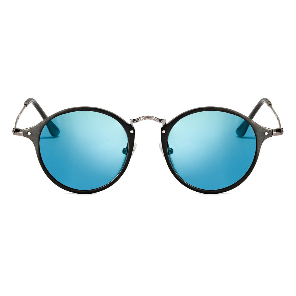 TJUTR Men\'s Round Polarized Sunglasses Frame Metal Al-Mg with